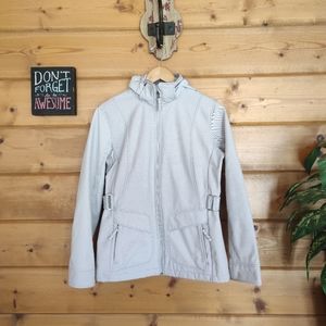 Free Country 💜 Women's Jacket Coat Gray Hooded Faux Fur Lined Fitted Ski Small